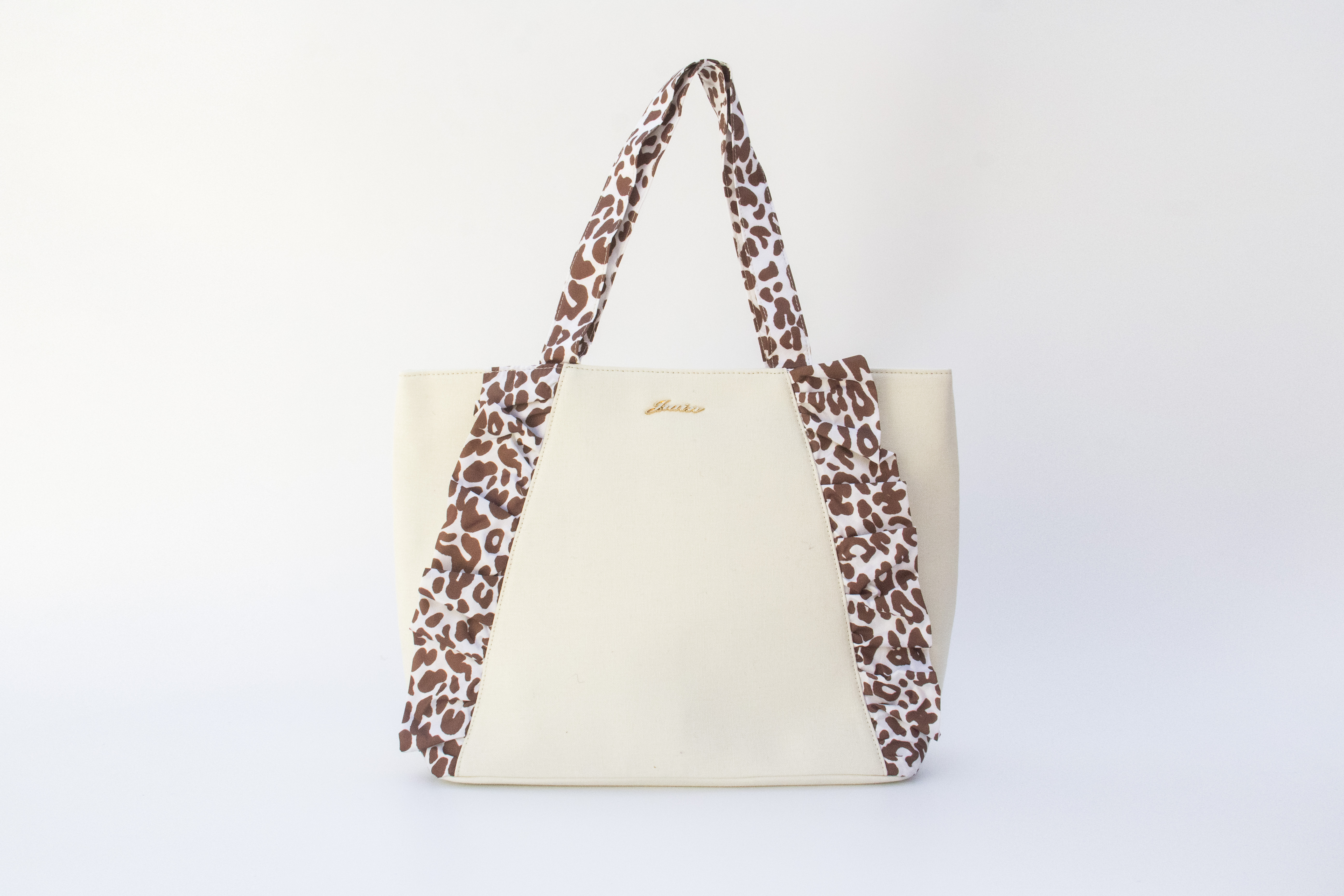 Leopard print frilled tote bag