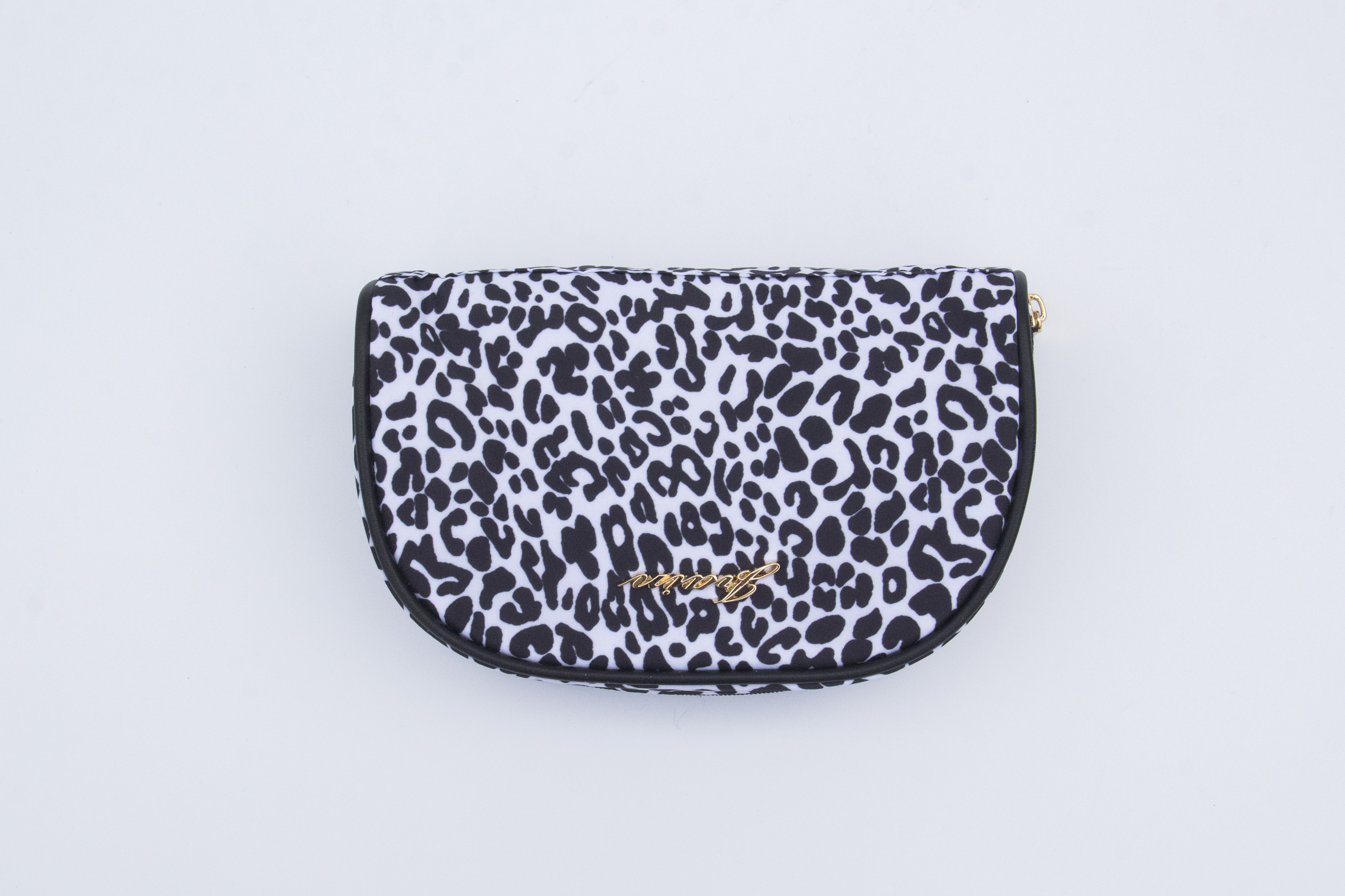 Leopard Print Half Round Cosmetic Bag